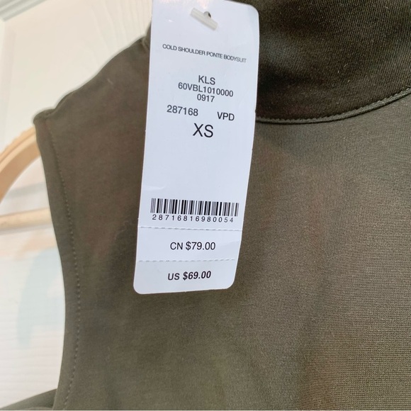 Bebe Moss Green Cold-Shoulder Ponte Bodysuit - Picture 7 of 7